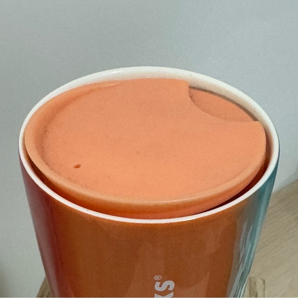 Starbucks Summer Sunset Ceramic Tumbler 12oz Peach Blue Red Color Block 2020 - Picture 5 of 10